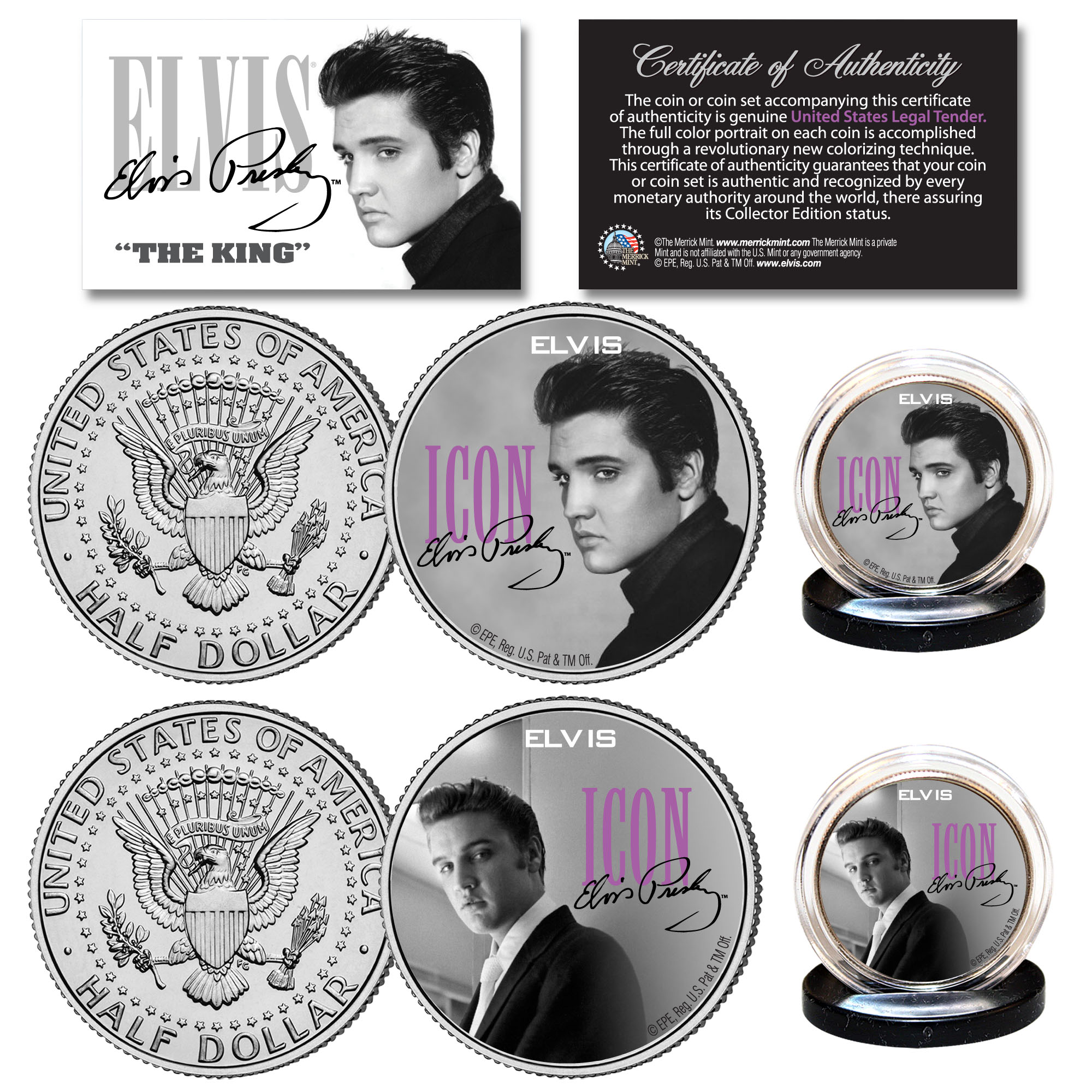 ELVIS PRESLEY Icon Collection Official JFK Kennedy U.S. Half